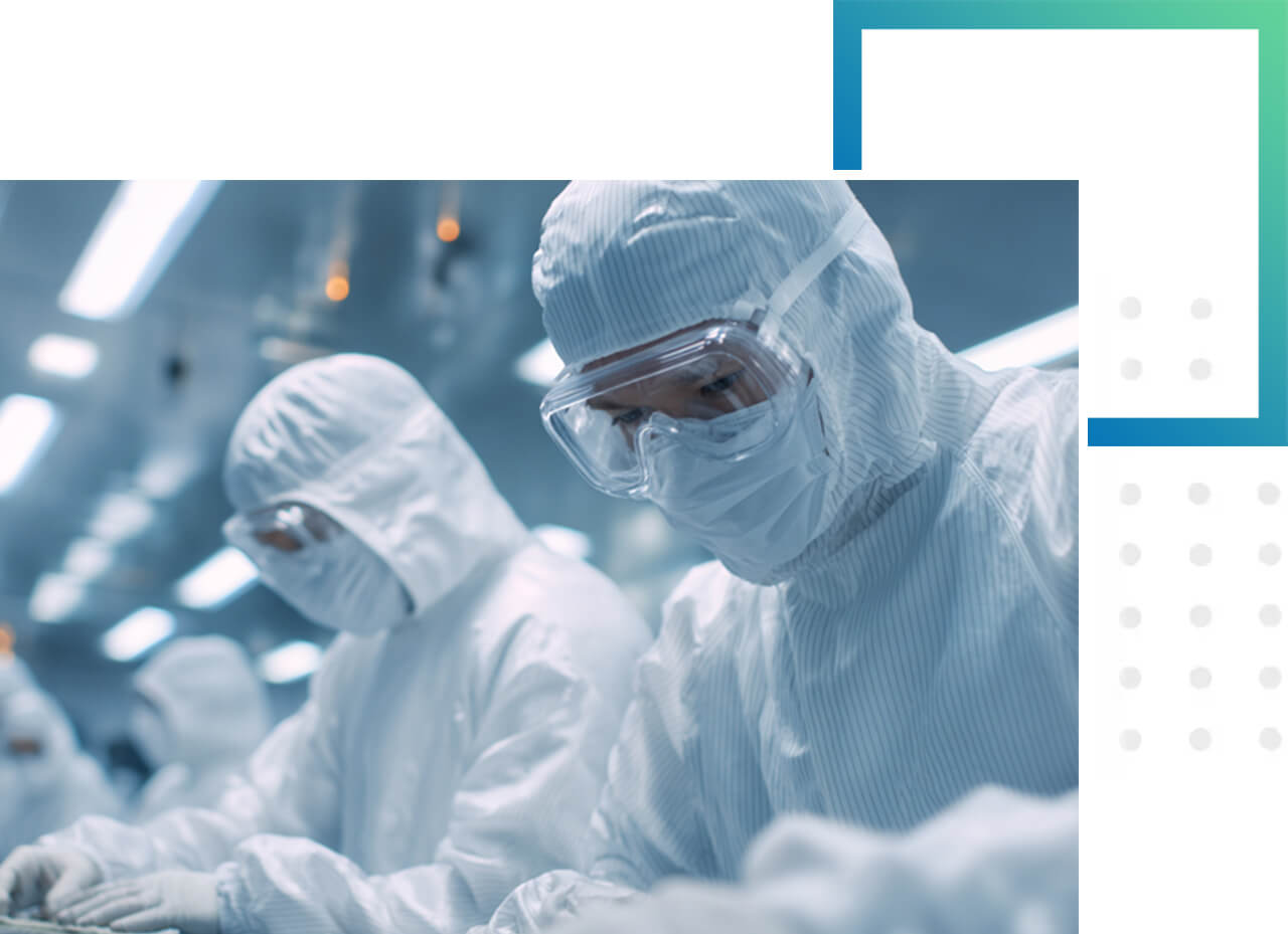 Reinraumreinigung unter kontrollierten Hygienebedingungen.