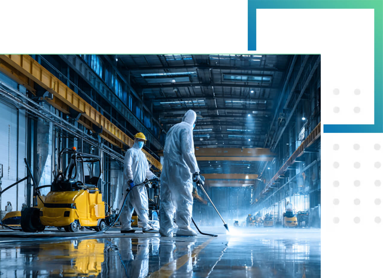 Spezialreinigung in der Industrie mit professioneller Reinigungstechnik.